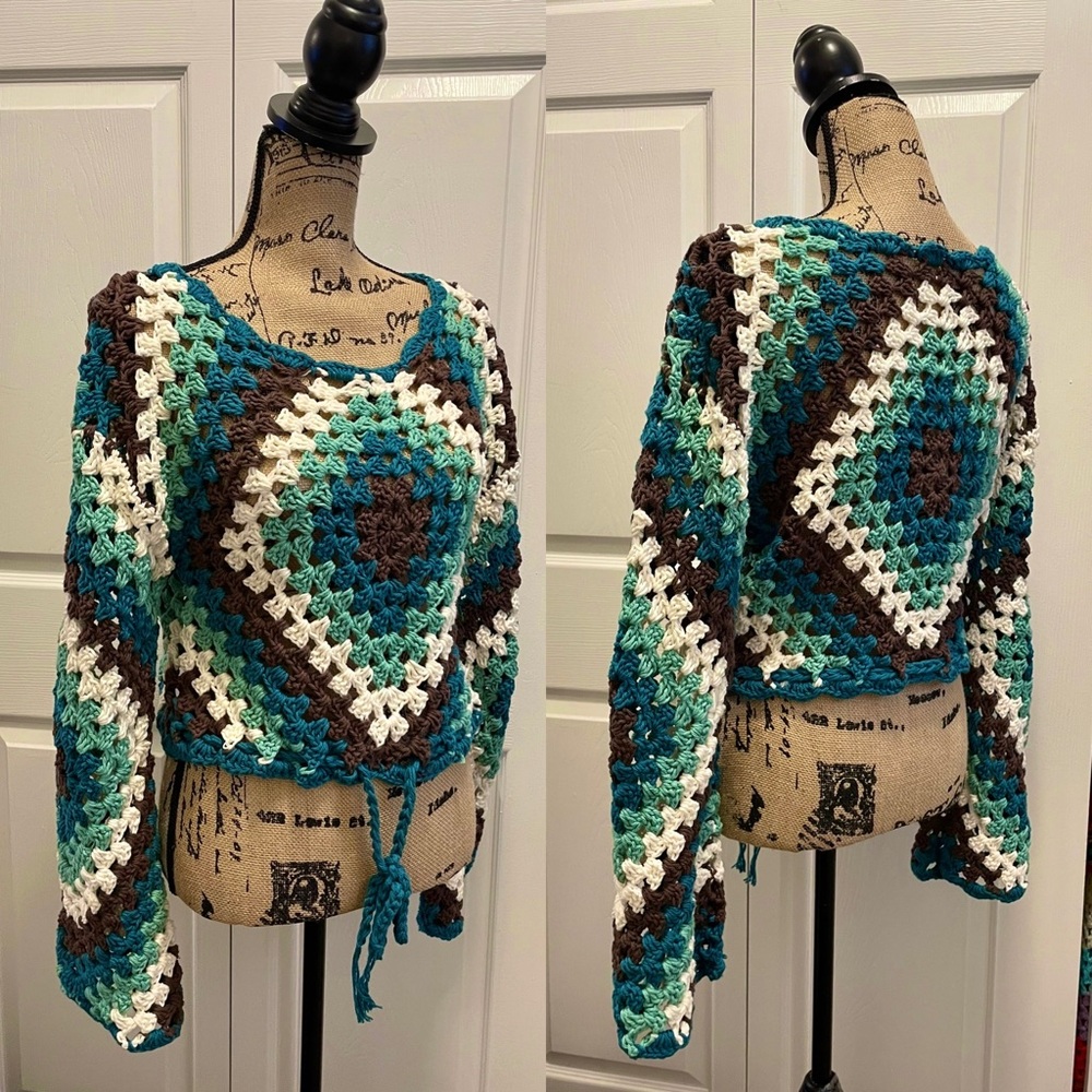 100% cotton Hand made crochet sweater